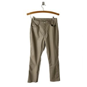 H&M FAUX LEATHER OLIVE GREEN PANTS!! E15